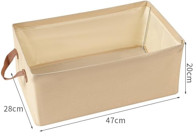 4pcs Medium Fabric Storage Baskets with Handles – 15″L x 10.2″W x 7.5″H, Beige