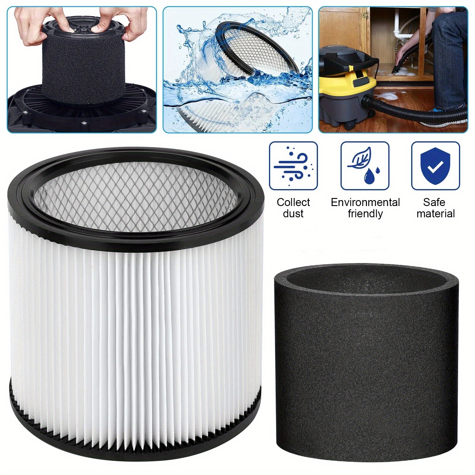 Wet Dry Cartridge Filter Kit for Shop Vac Vacuum Cleaner 90304 90585