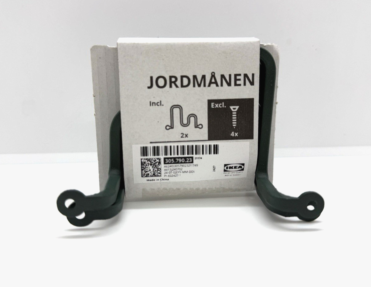2 Pack IKEA JORDMANEN Hook Dark Gray-Green 305.790.23 New