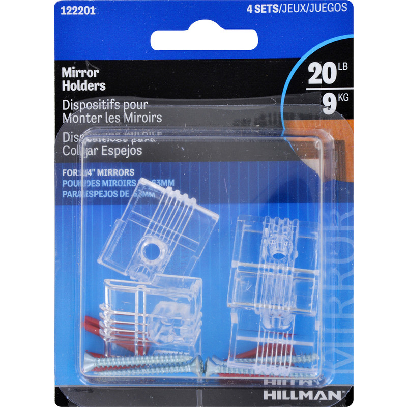 Hillman AnchorWire 4 lb. Plastic Heavy Duty Mirror Holder Hanger Kit 4 pk 122201