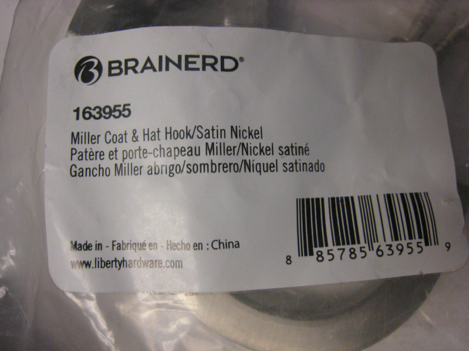 2 yes 2 Brainerd Coat Hat Satin Nickel Garment Hook 163955