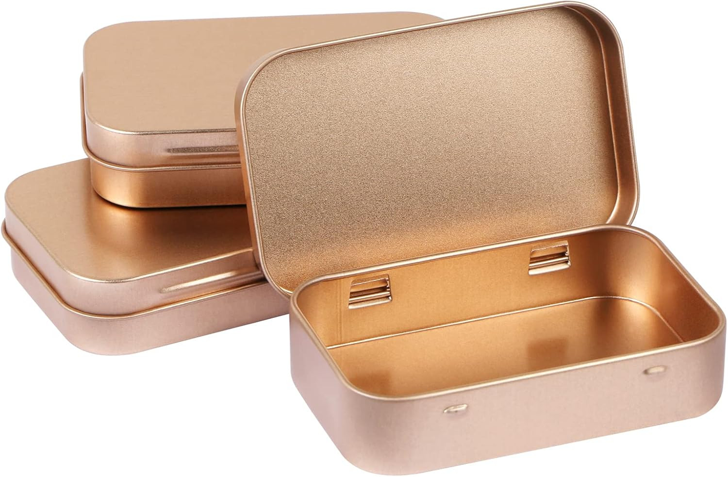 Metal Hinged Tin Box Container Mini Portable Small Storage Kit with Lid 3 Pcs