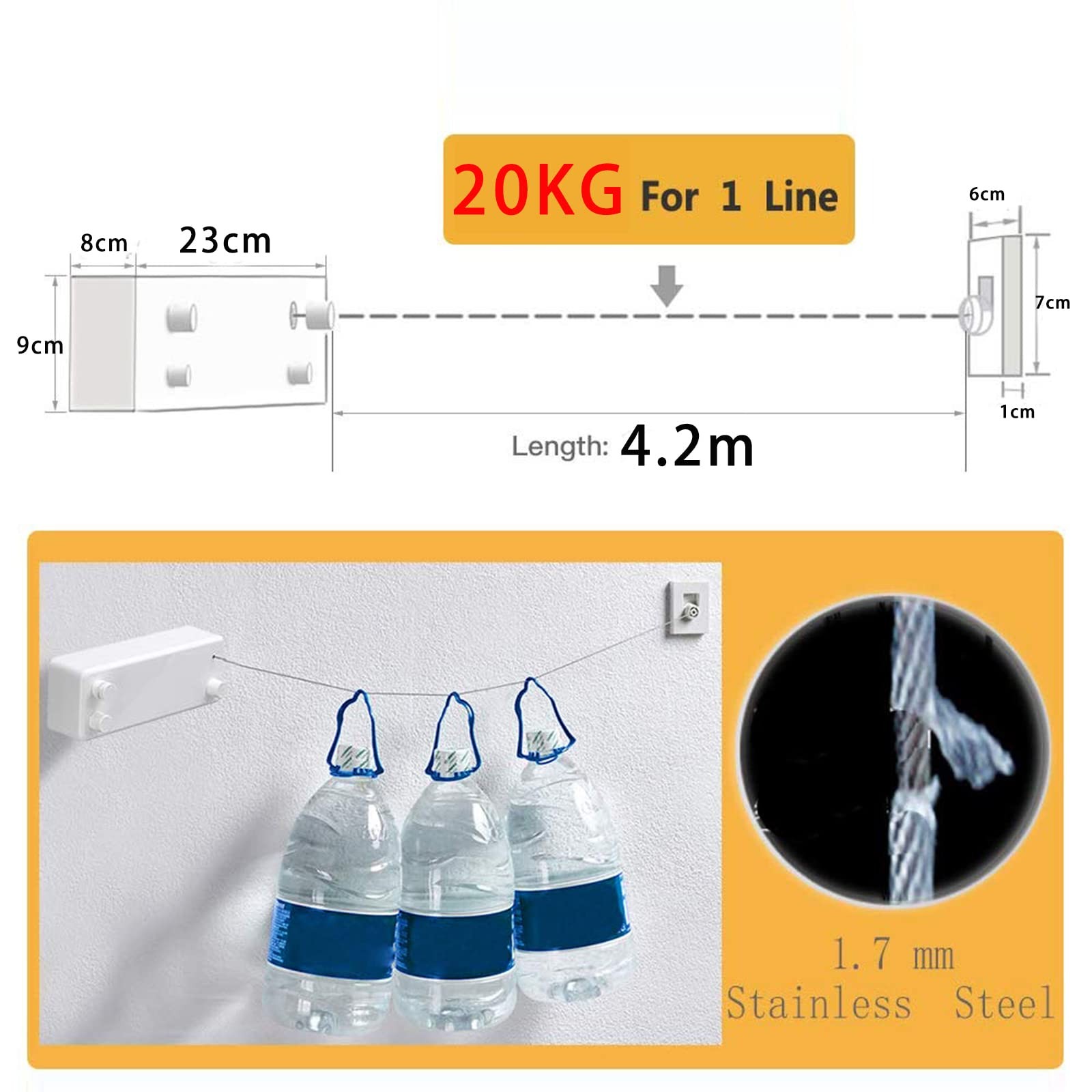 Retractable Clothesline |Indoor Outdoor Clothes Line | Heavy Duty Clothes Dry…