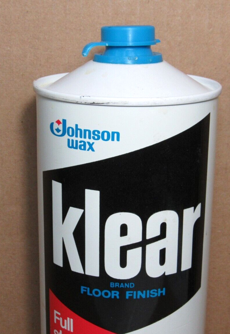 RARE Vtg Johnson Wax Klear Floor Finish Polish Shine 27 Oz 1960s Can ~ 50% Full