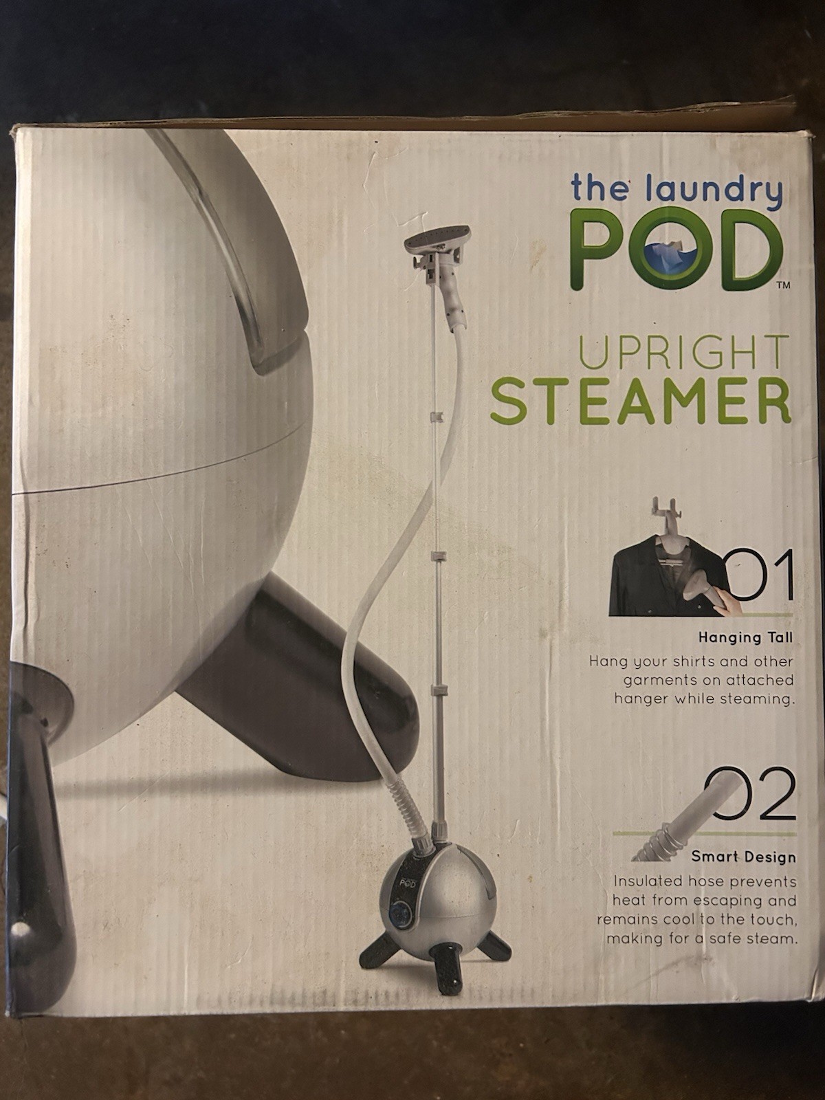 the laundry POD Upright Garment Steamer 1.3L 90s Corded Compact White/Black