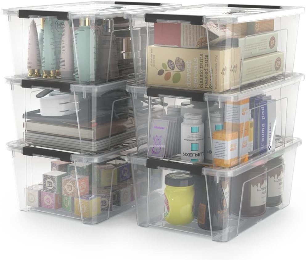 Minimalist Clear Storage Boxes 6-Pack – 5-Litre Capacity with Lockable Lids
