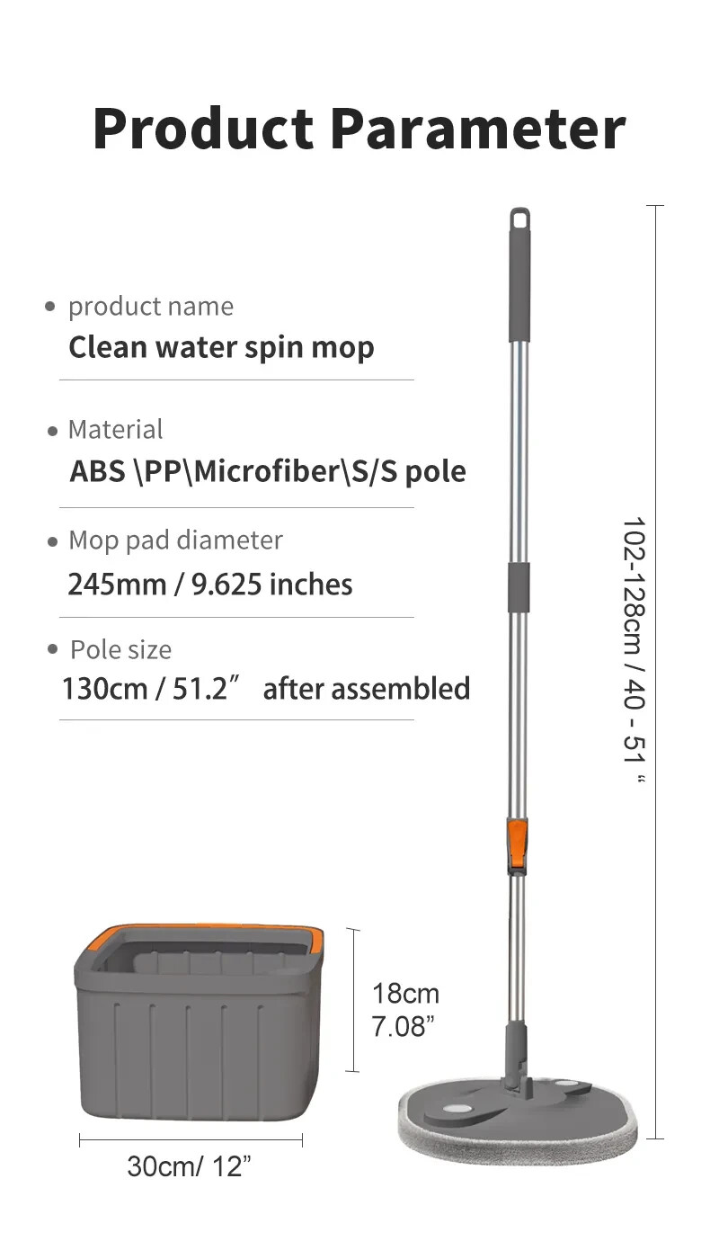 2025 new design Spin Mop and Bucket Set with Separate Clean & Dirty Water Tanks