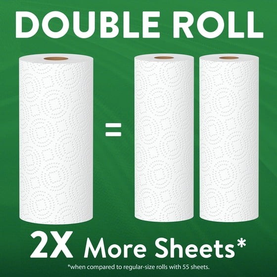 (2 pack) Great Value Ultra Strong Paper Towels, White, 12 Double Rolls, 1320
