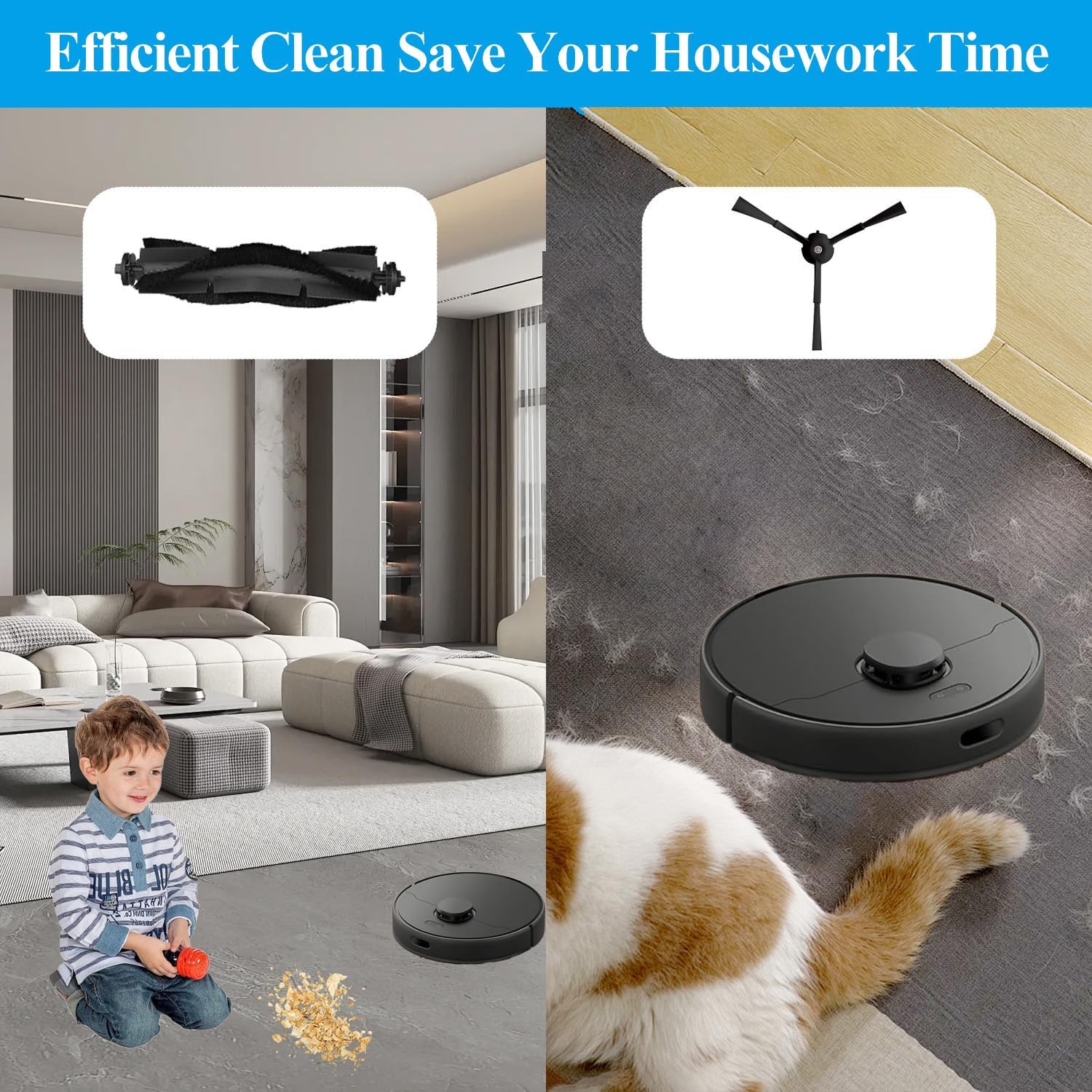 Replacement Parts for Eufy X8 Pro Robot Vacuum Series – Includes 1 Rolling Brush