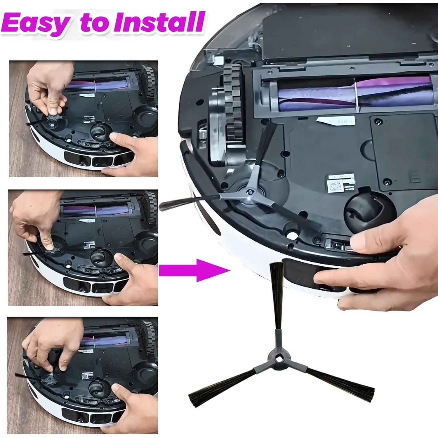 8 pack 3-Arm Side Brushe for Shark Robot Vacuum UR2450WD, UR2410WD, UR24502DUS