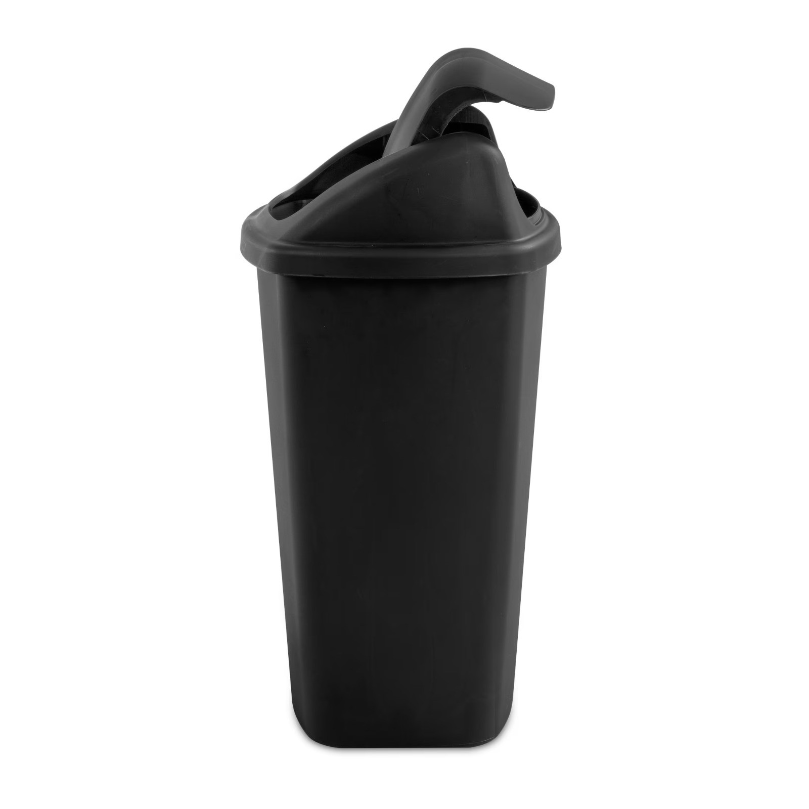 Kitchen Trash Can, 7.5 Gallon Plastic Garbage Bin with Swing Top Lid, Black