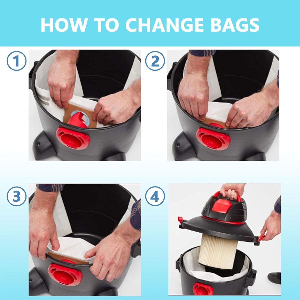For Shop Vac Bags 15-22 Gallon Type G 90663 9066300 Type J 90673 9067300 VF2008