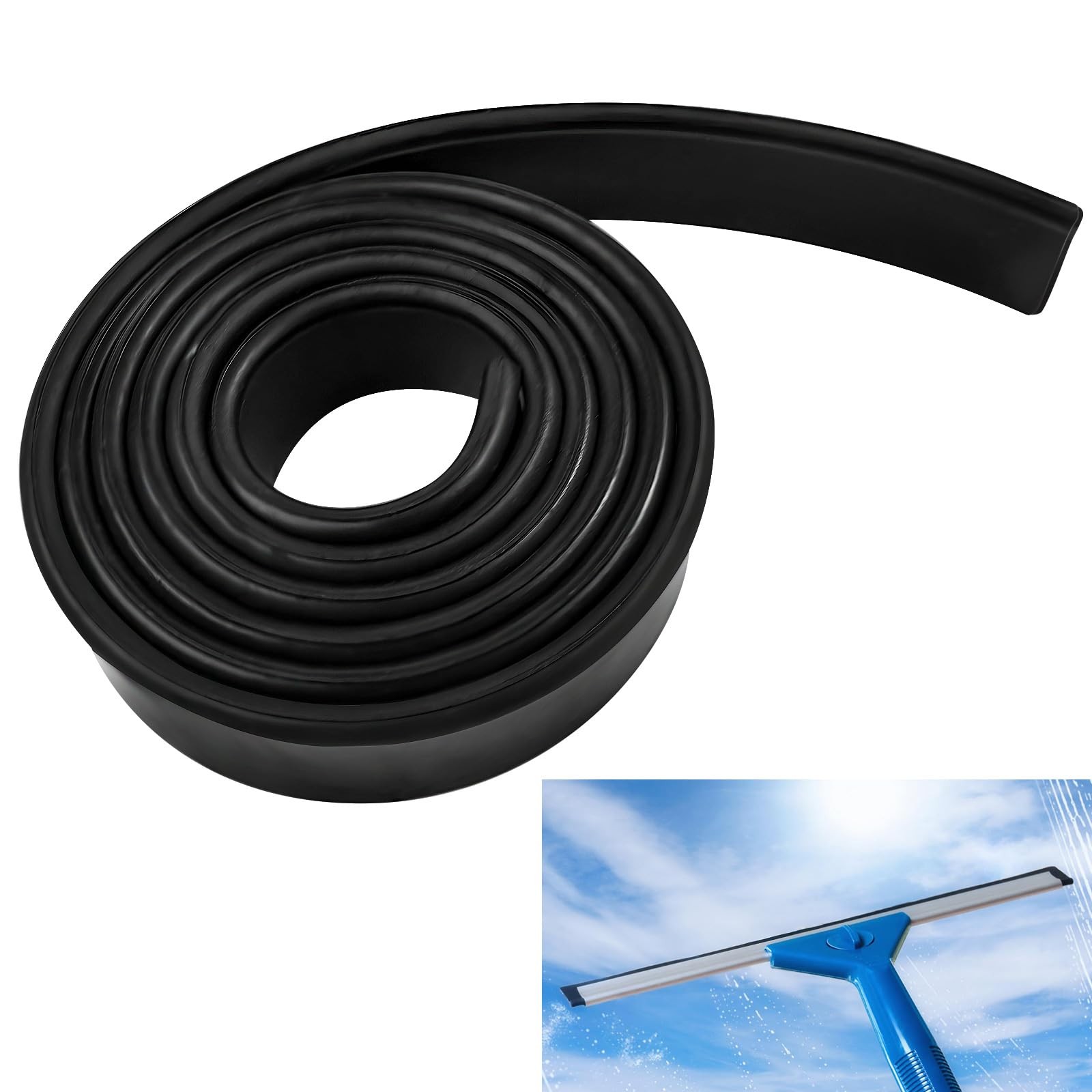 Premium Silicone Squeegee Rubber Replacement – 41in Roll | Versatile Black