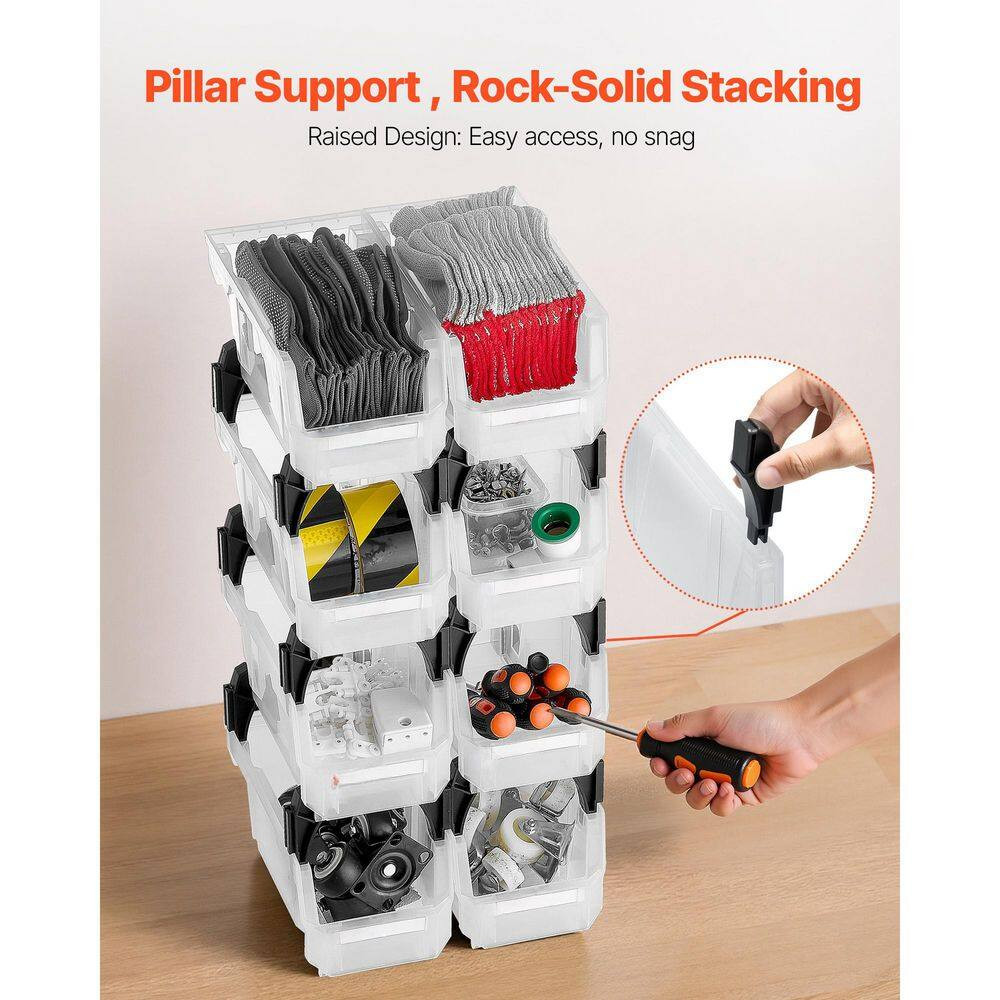 Transparent Plastic Stackable Storage Containers, 10.9 X 5.5 X 5.1 In. (Set of 8