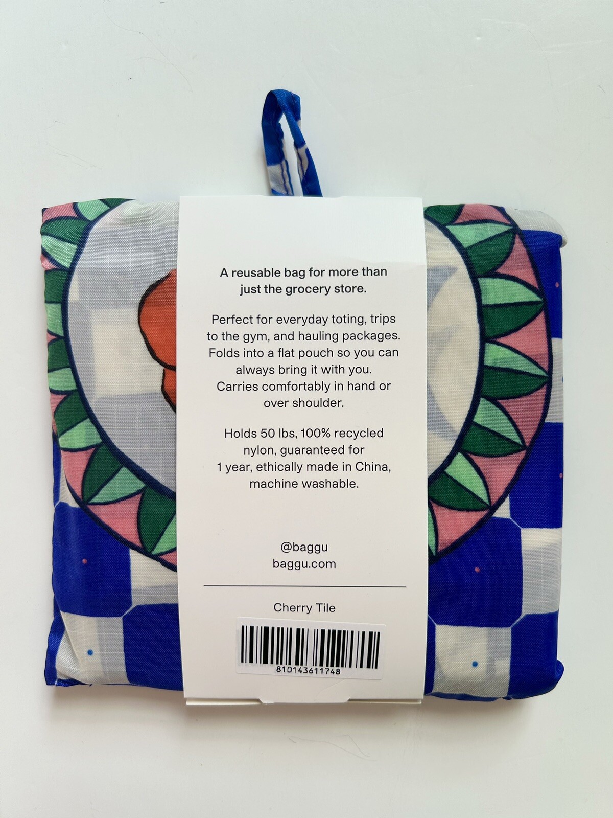 NEW! Baggu STANDARD BAG in “Cherry Tile” — Washable Recyc. Nylon SOLD OUT + RARE
