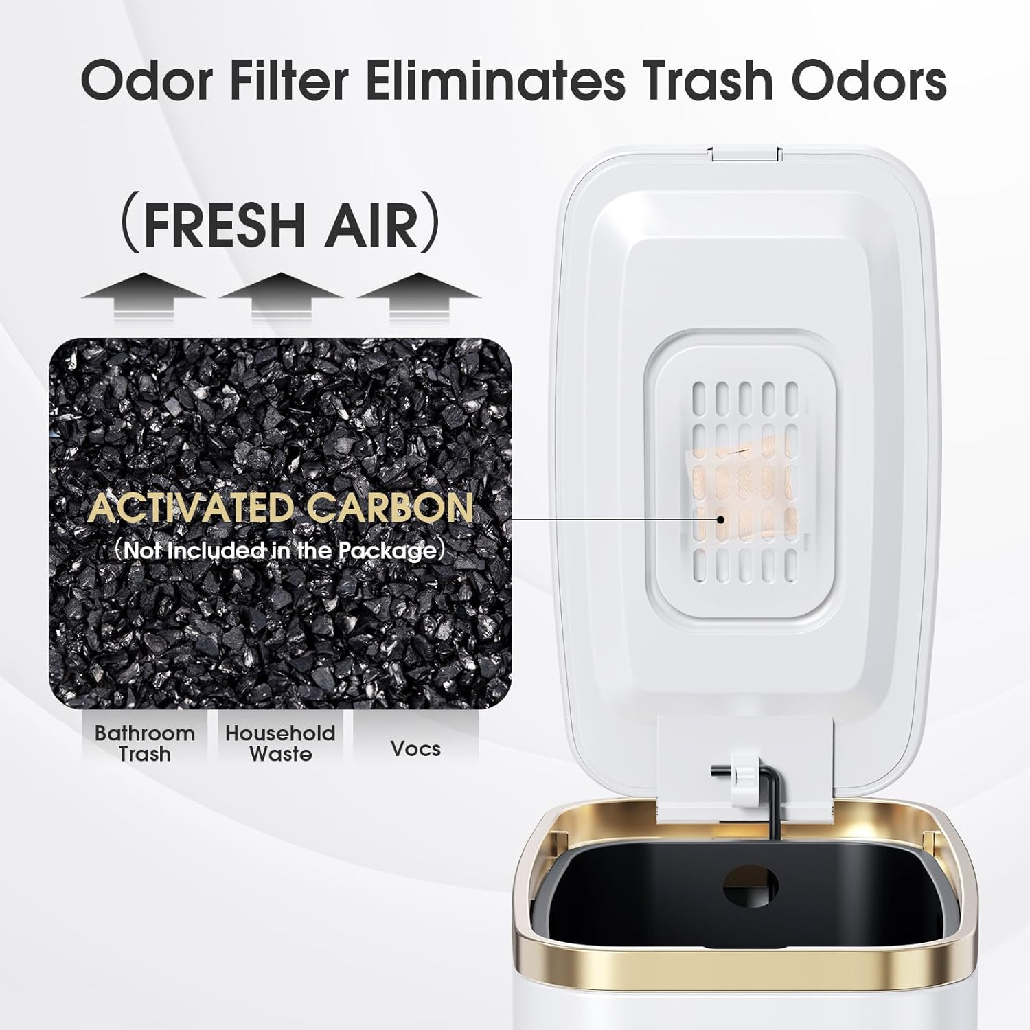 Small Bathroom Trash Can with Lid Soft Close-5L/1.3 Gal Stainless Steel Garbage