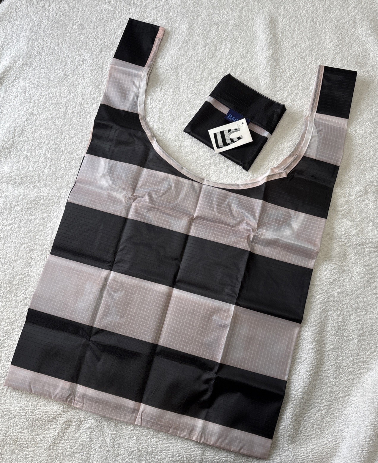 2009 BAGGU Thick Stripe Black & White Standard Reusable Washable Rare Bag NWT