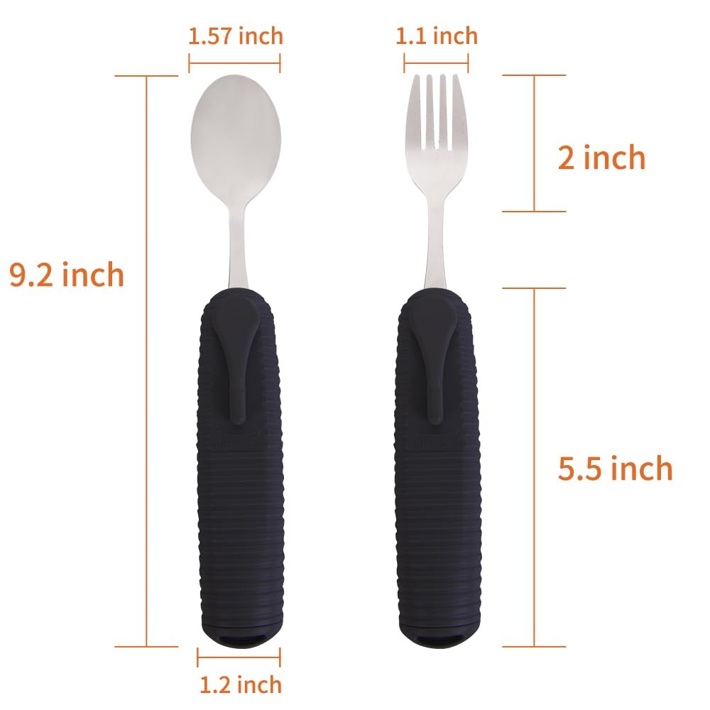 Forzaddik Adaptive Utensils Spoons Forks Set,Open Handle Design No Color