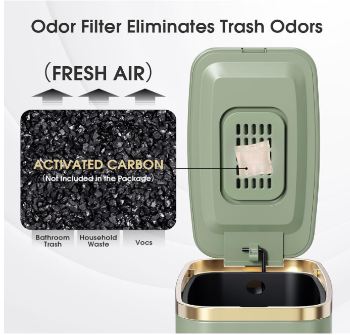 Cubo de basura estrecho rectangular con pedal metálico (5L/1.3 Gal), ideal para