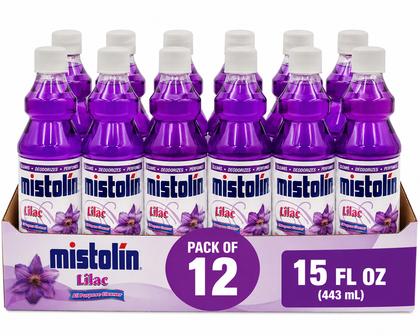 Mistolin Lilac All Purpose Cleaner 15oz Multi Surface Concentrated Pack of 12