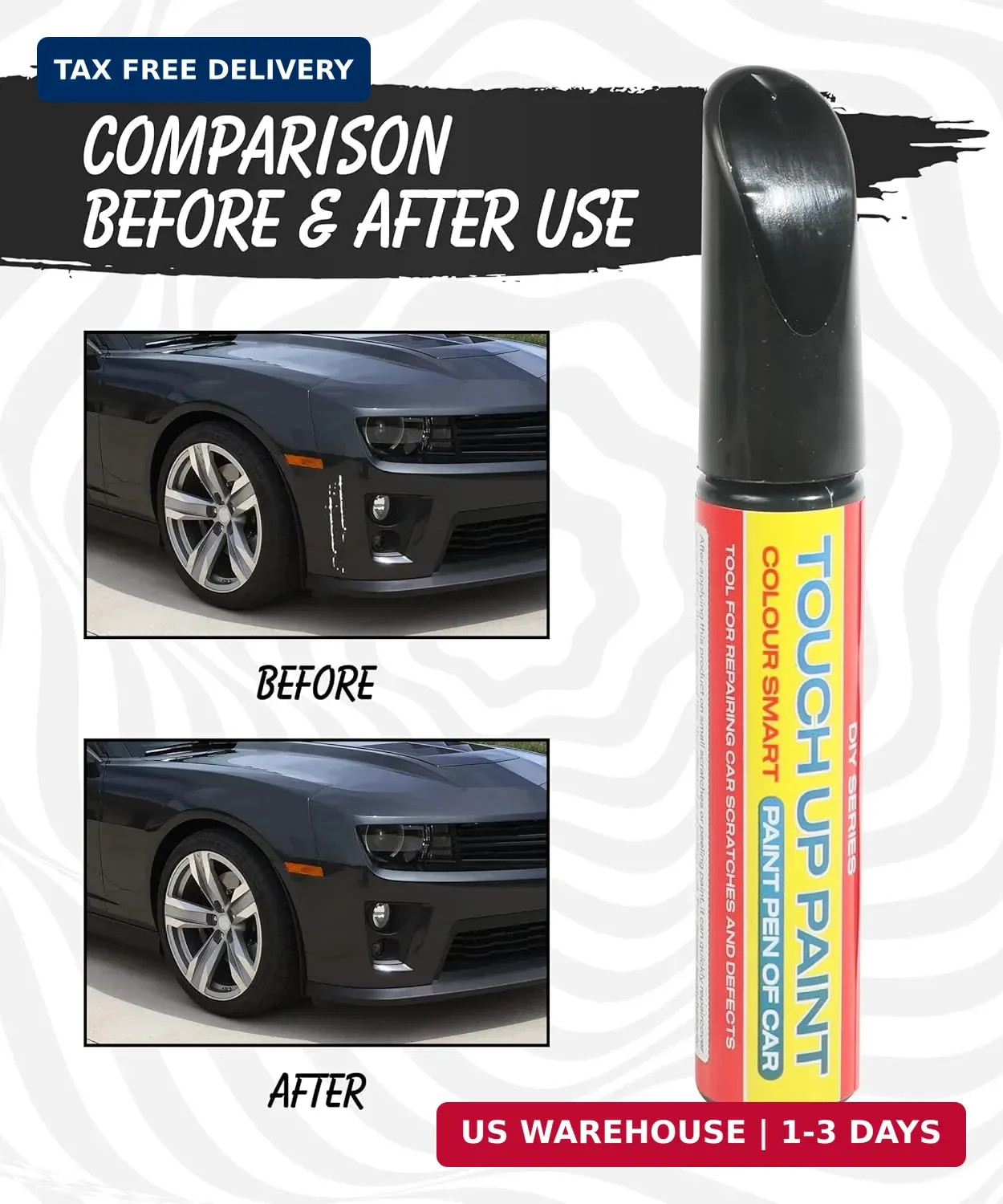Pure Black Touch Up Paint Universal Color Match for All Car Models Repair Pen