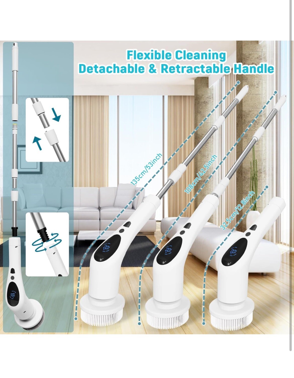 9 in 1 Electric Spin Scrubber Rapid Scrubber Cleaning Brush Cordless Chargeable