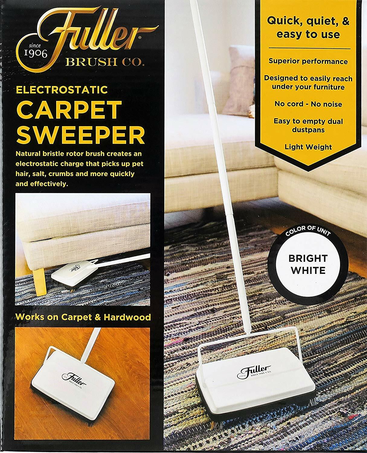 Fuller Brush Electrostatic Carpet & Floor Sweeper 9″ Cleaning Path Bright White