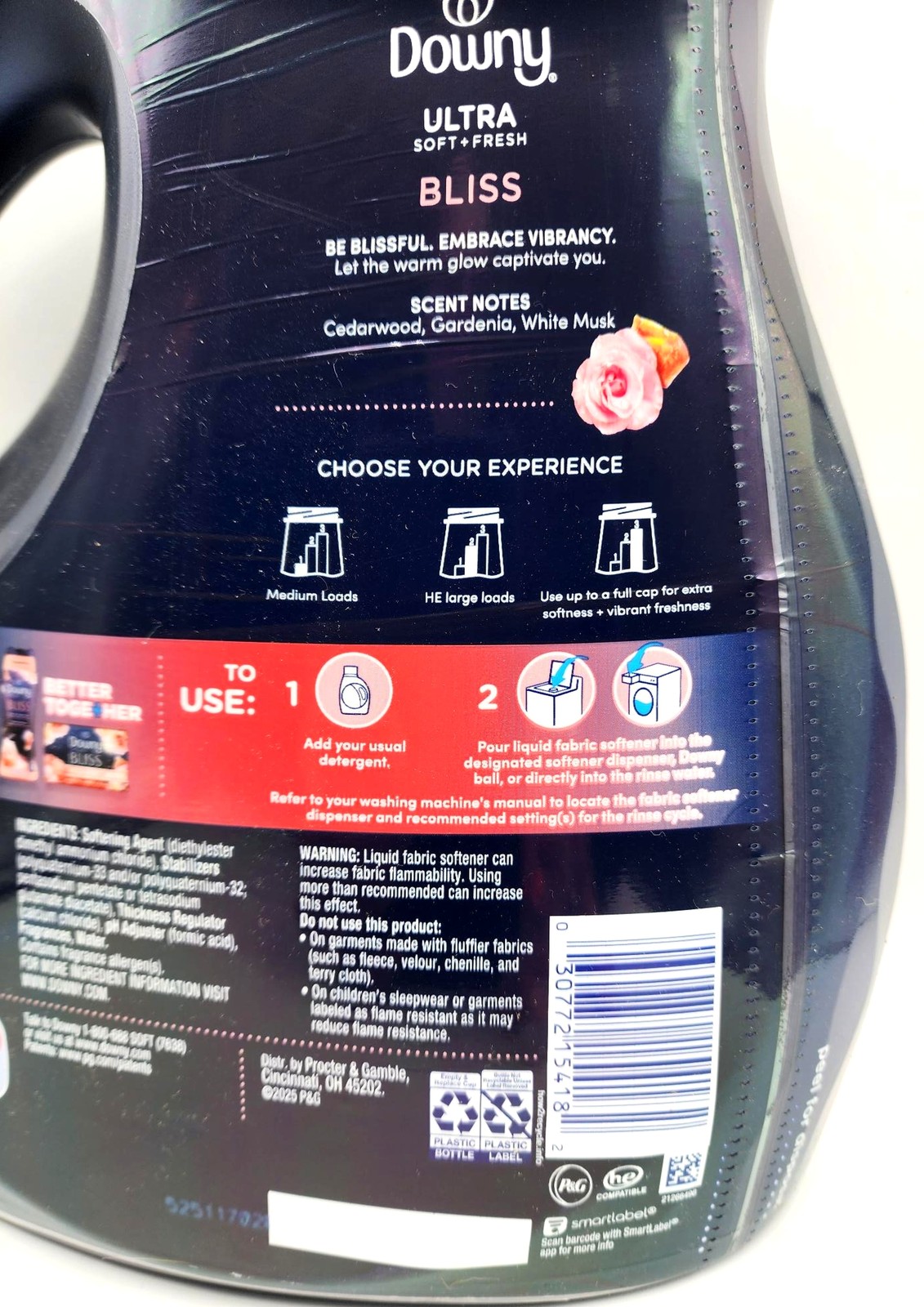 1 Downy ULTRA BLISS Sparking Amber & Rose Fabric Conditioner Softener BIG 93 oz