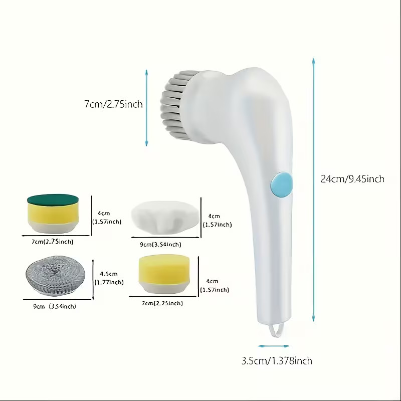 5IN1 Electric Spin Scrubber Cordless Power Cleaning Brush Rechargeable Cleaner-=