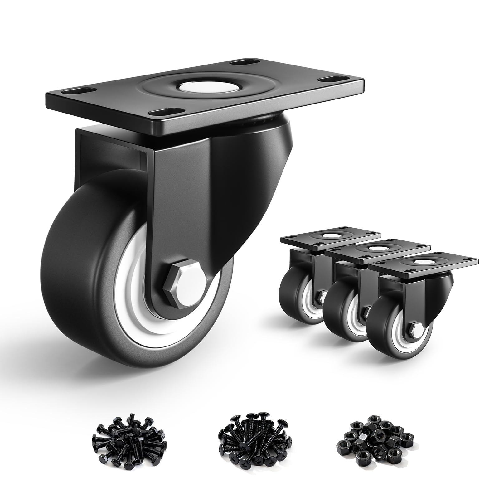 Caster Wheels, 2.5 Inch Heavy Duty Casters Set of 4, Load 1000lbs Industrial …