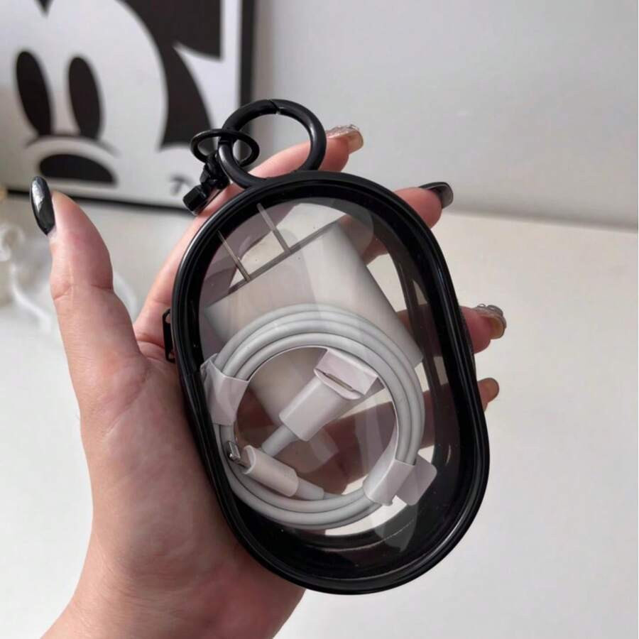 Travel Mini Pouch with Zipper & Keychain MultiUse Data Cable Makeup Storage Bag