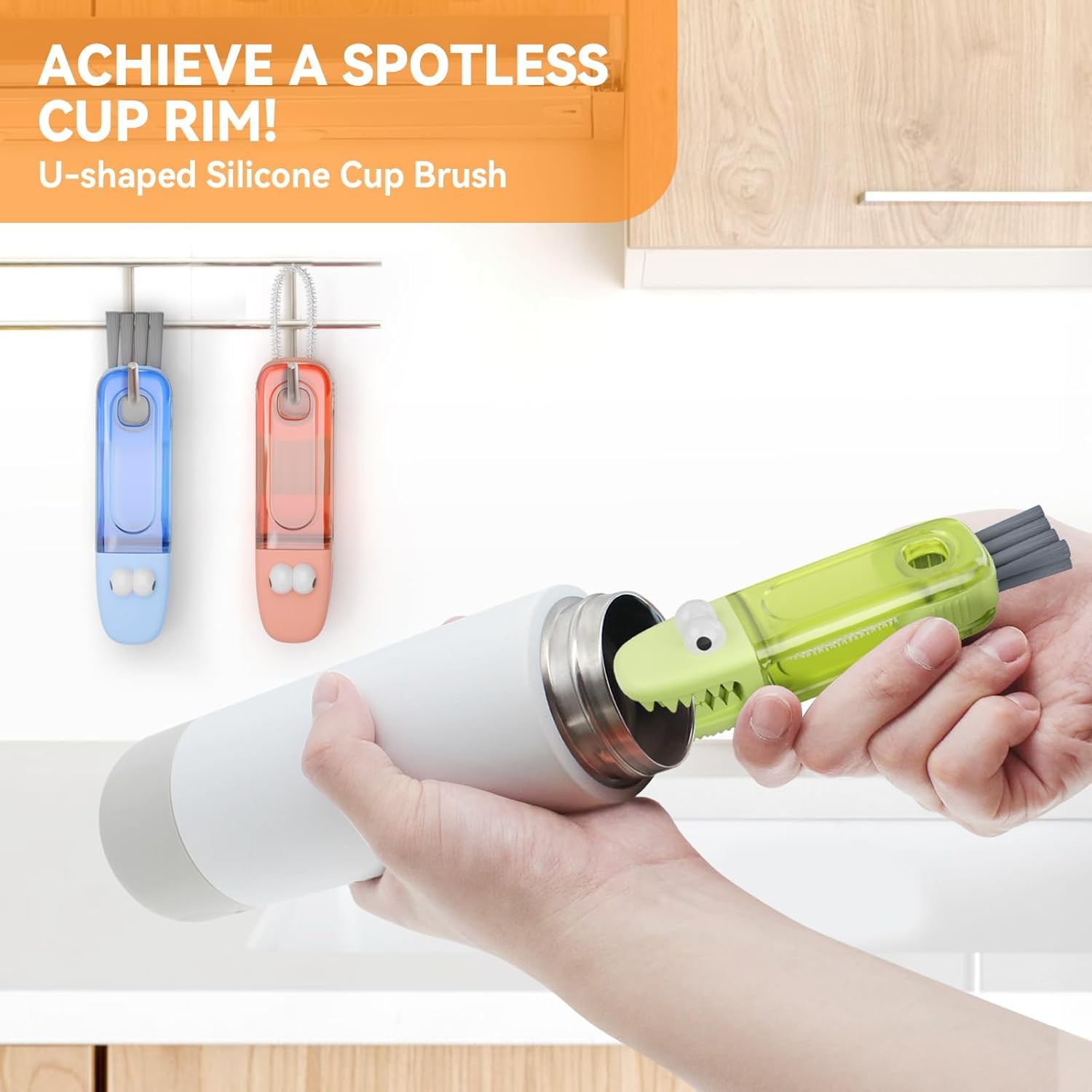 3 in 1 Cup Lid Gap Cleaning Brush Set, Multifunctional Bottle Cleaning Brush, Si