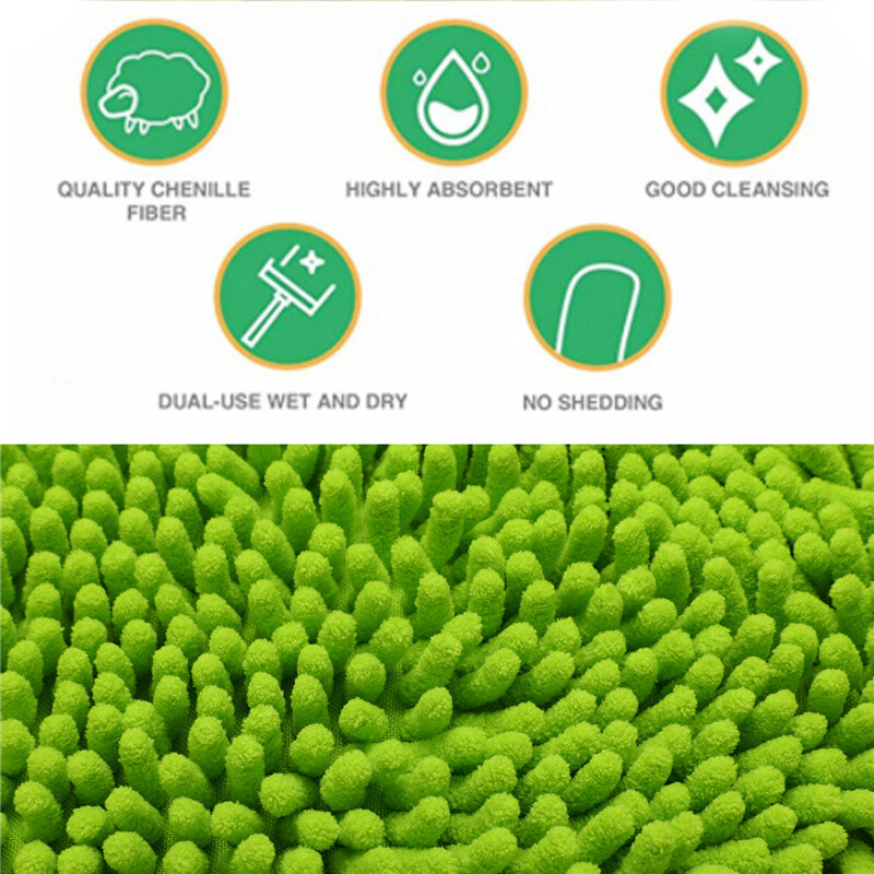 3 in 1 Chenille Microfiber Car Wash Brush Mop Mitt with 45″ Aluminum Alloy Long