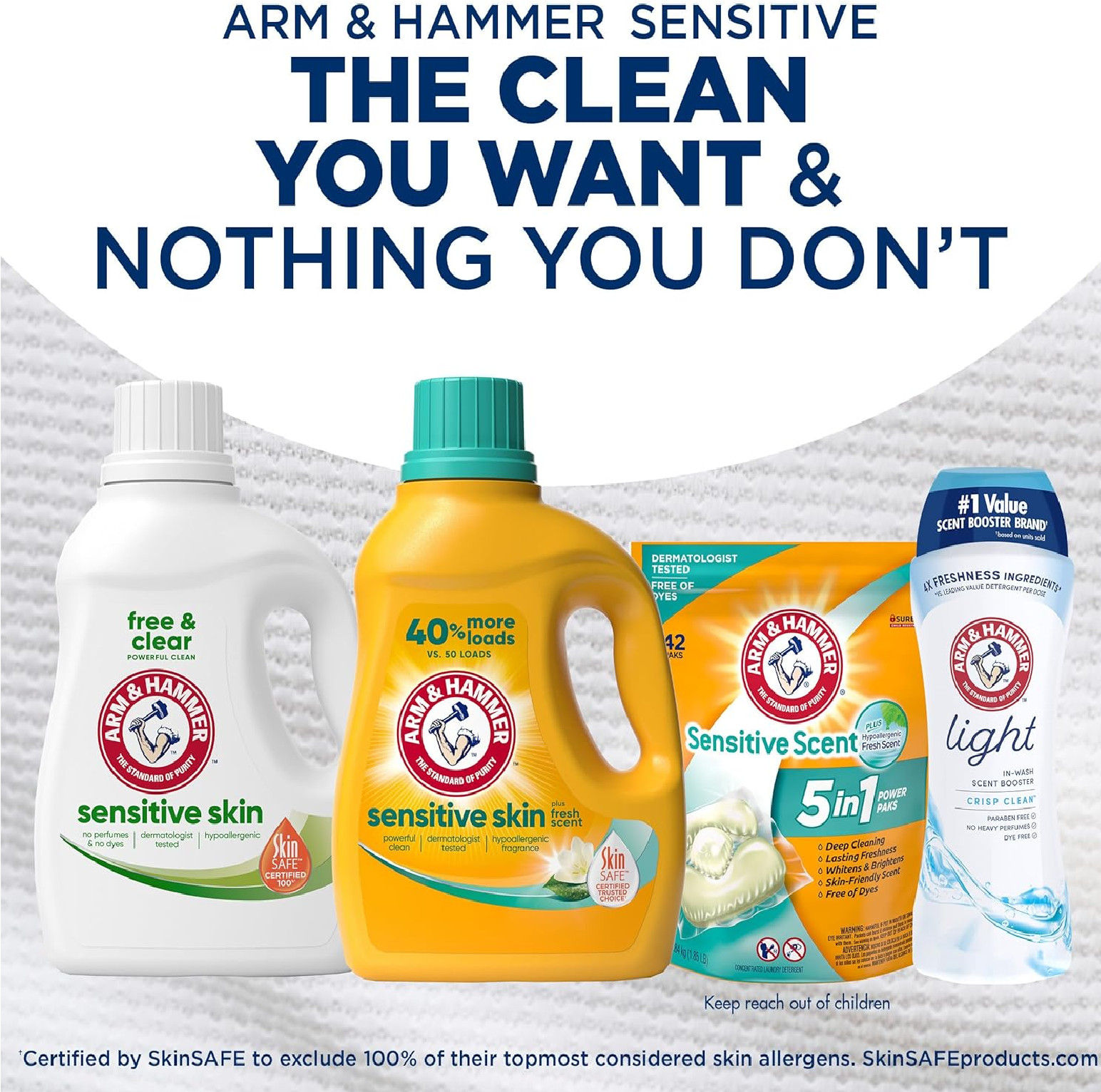 ARM & HAMMER Sensitive Skin Free & Clear Liquid Laundry Detergent, 105 fl oz, 10