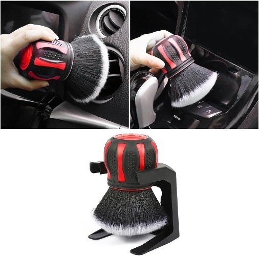 Detailing Brush, Ultra Soft Interior Dusting Brush with Storage Rac Color: Red