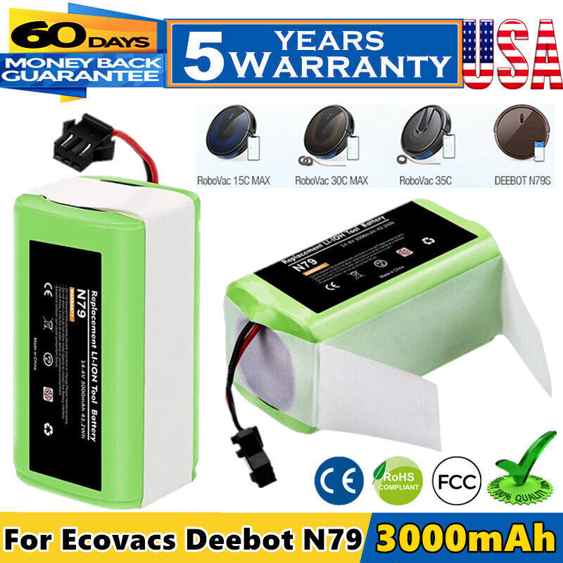 3000mAh 14.4V Battery for Ecovacs Deebot N79 N79S 661 DN622 Eufy RoboVac 11S MAX