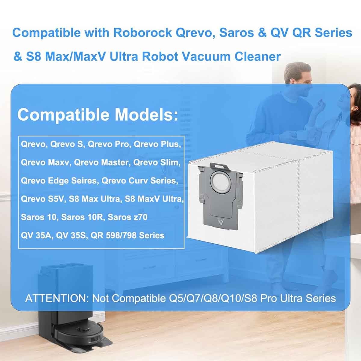 Dust Bags for Roborock Qrevo Edge S5A/S8 MaxV/S8 Max Ultra Robot Vacuum Cleaner