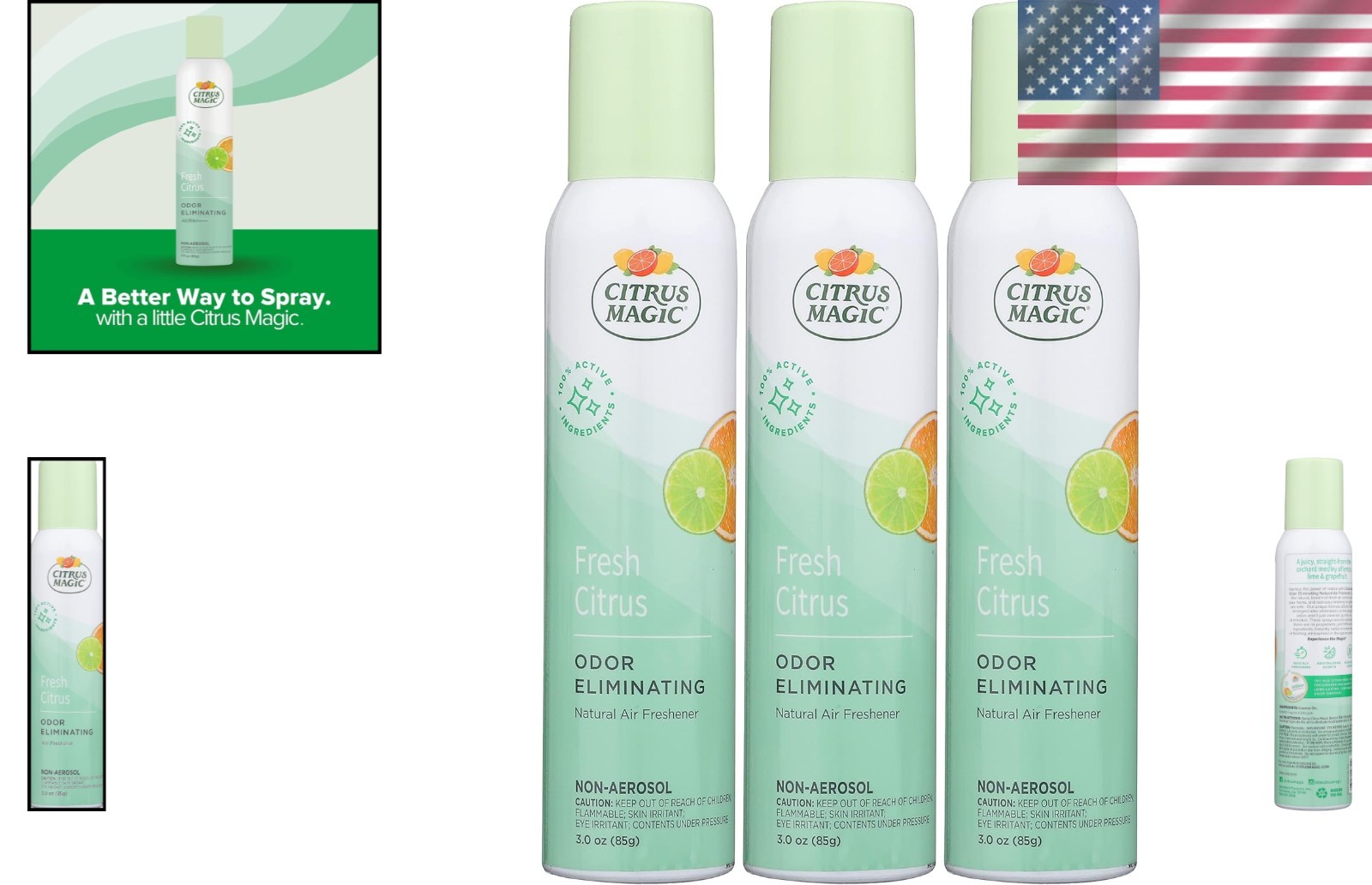 Citrus Magic Freshener Odor Eliminating Air Freshener Spray, 3 Ounce (Pack of 3)