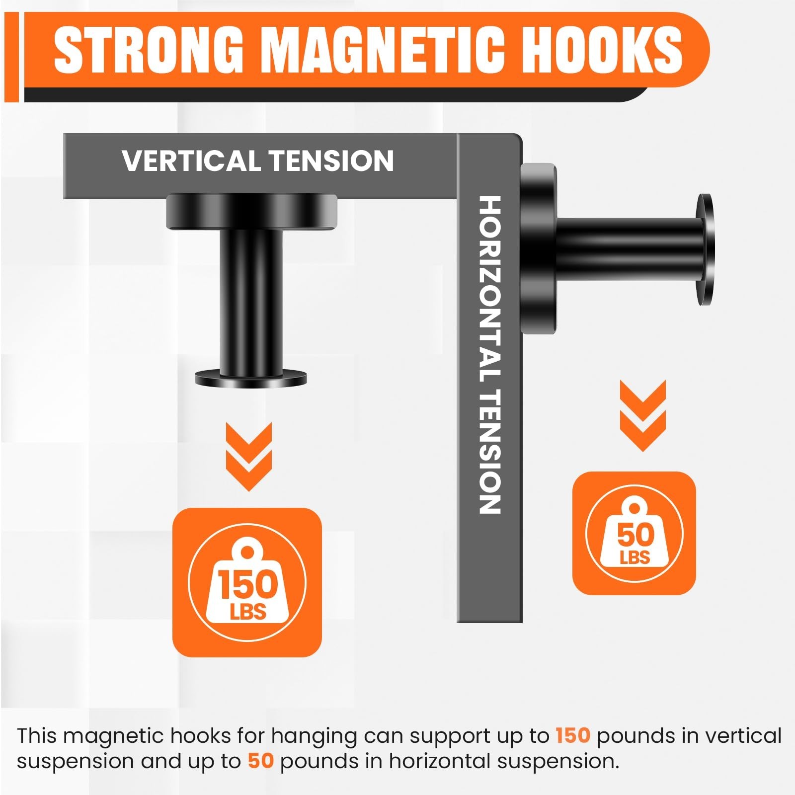 8 PCS Heavy Duty Magnetic Hooks 150lb – Strong Wreath Hanger for Home, Garage &