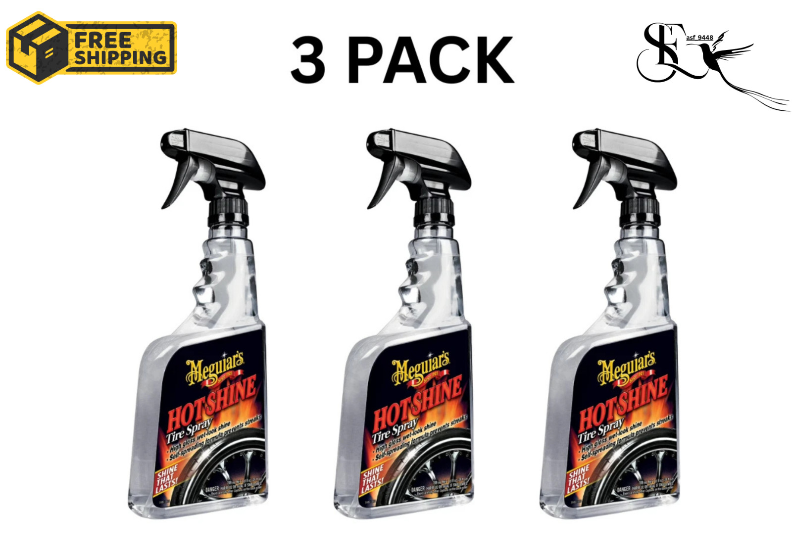 Meguiar’s Hot Shine Tire Spray G12024 24oz 3 Pack Long Lasting Shine