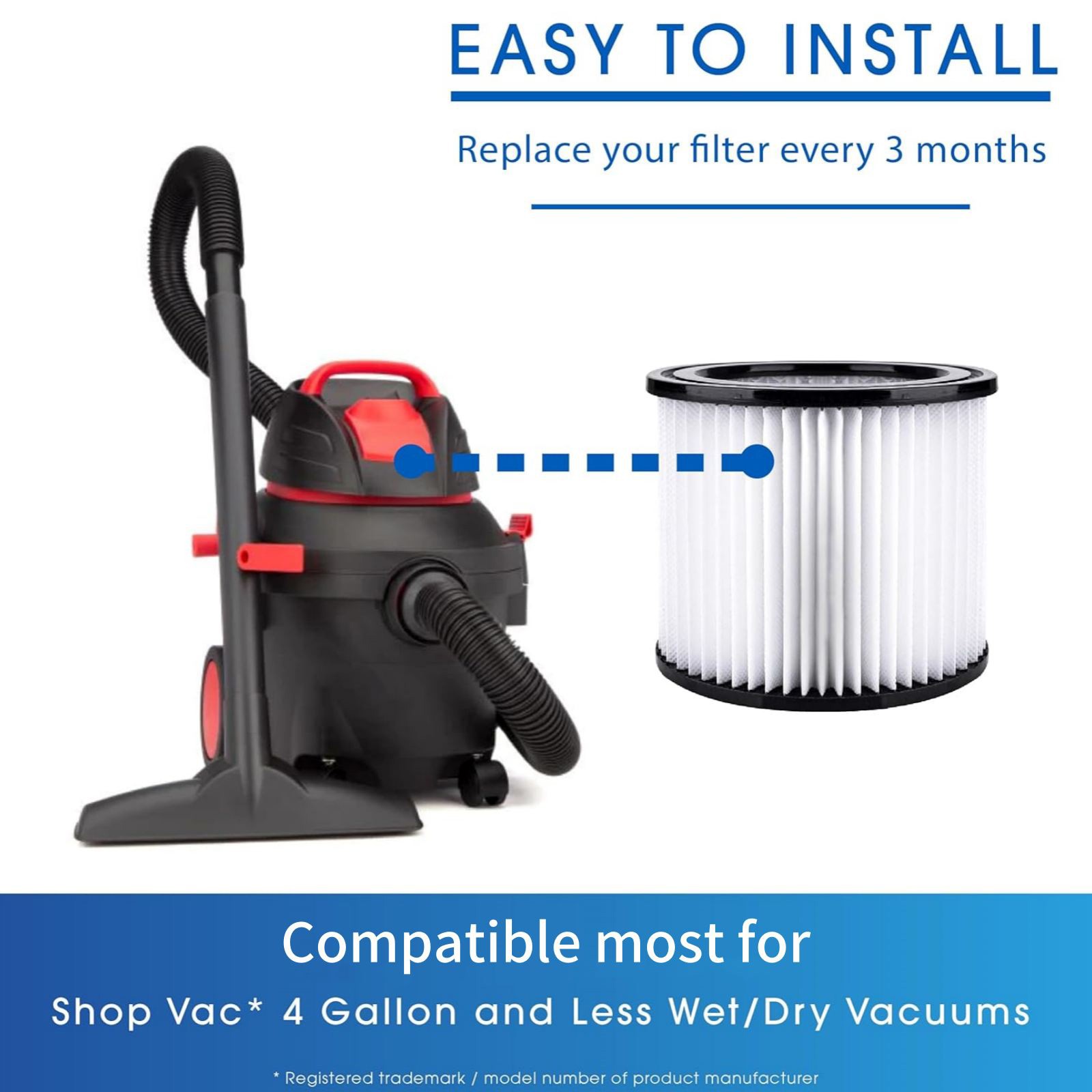 90398 Vacuum Cleaner Filter For Shop-Vac 286-00-10, 962-15-00, 394-20-00