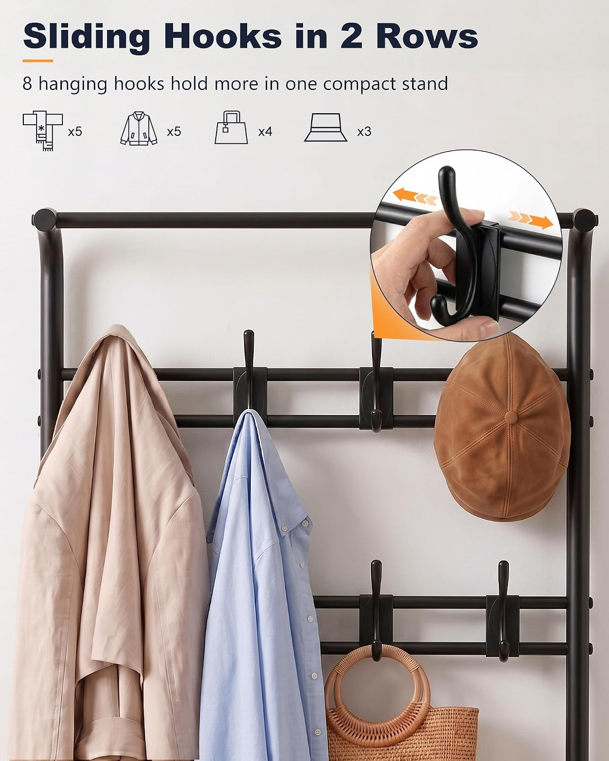 Hall Tree with Shoe Bench, 4-In-1 Entryway Coat Rack | Freestanding Mudroom Orga