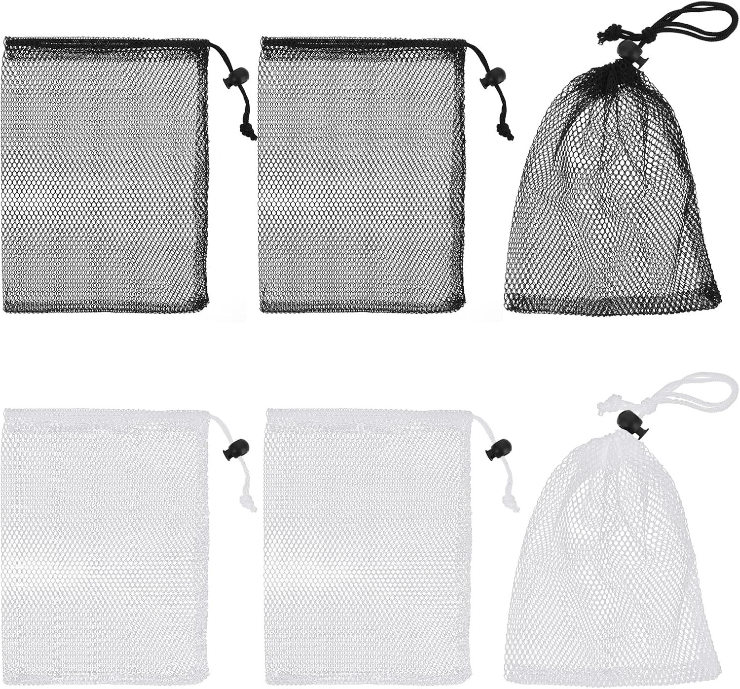 6PCS Small Mesh Drawstring Bags 7.87×5.9in Nylon Net Storage Pouch Travel Set
