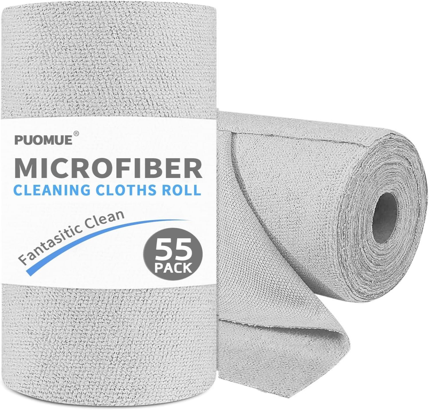 55 Pack Microfiber Cleaning Cloth Roll, Tear Away Reusable Paper Towels, 11″ …