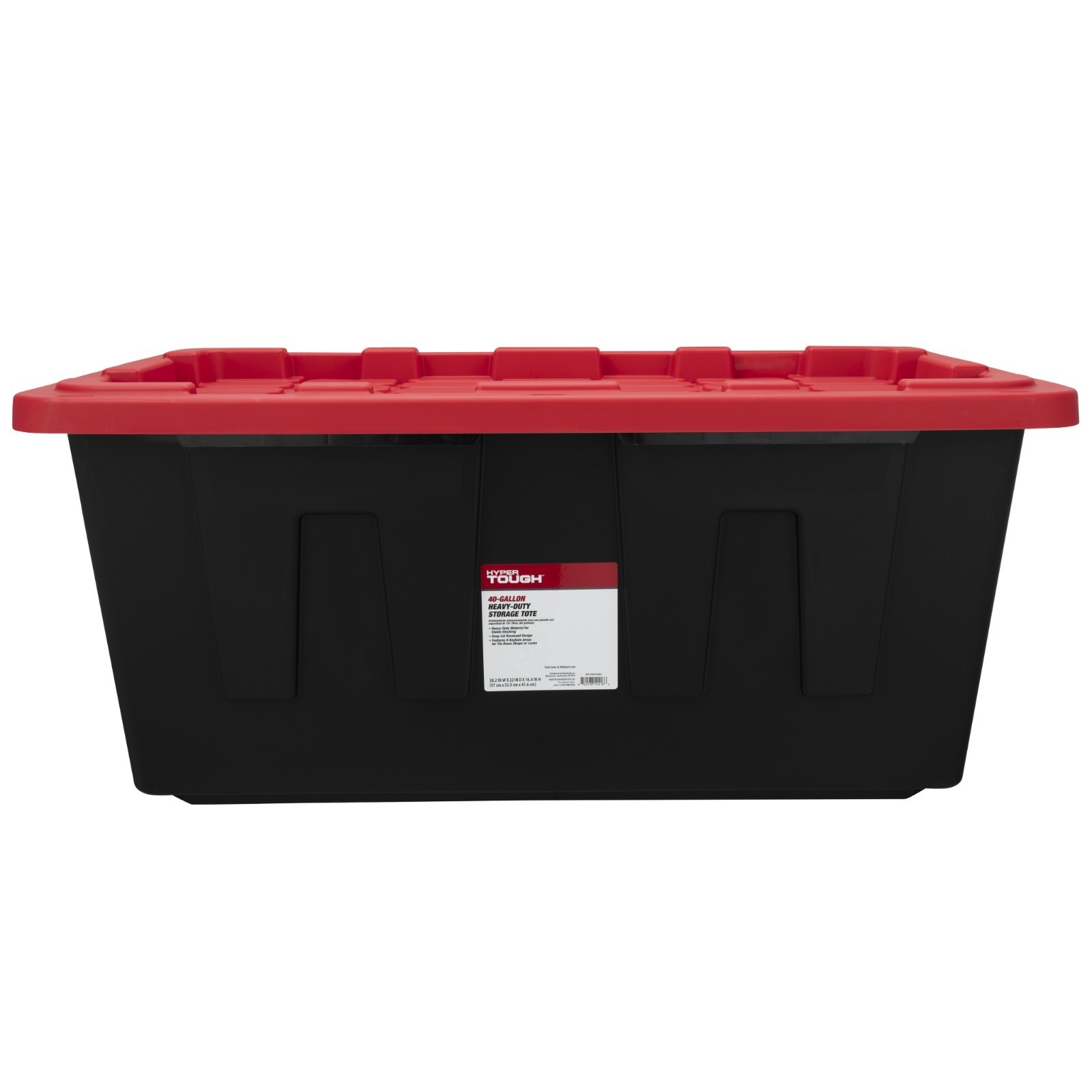 (Pack of 2) NEW Hyper Tough 40 Gal XL Storage Bin Snap Lid Heavy Duty Black/Red