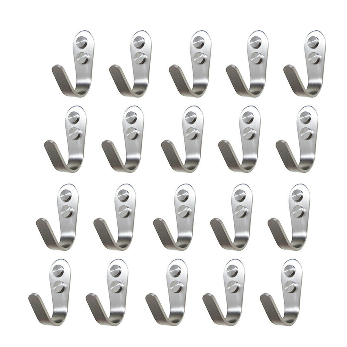 20PCS Bathroom Kitchen School Wall Door 304 Stainless Steel J Hook Hanger Hooks