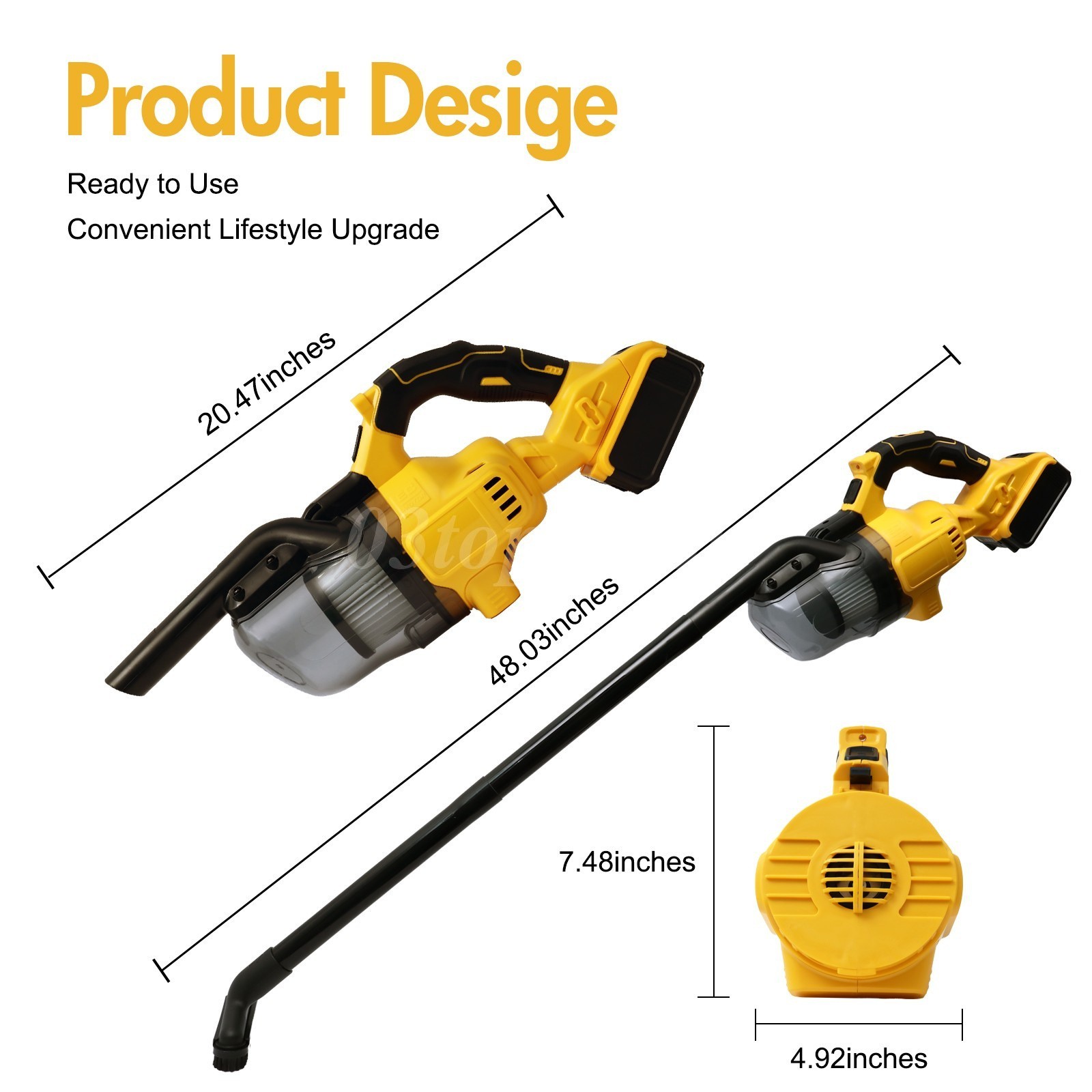 500W Cordless Handheld Vacuum Cleaner Portable Car Auto Home Wireless W/ Battery