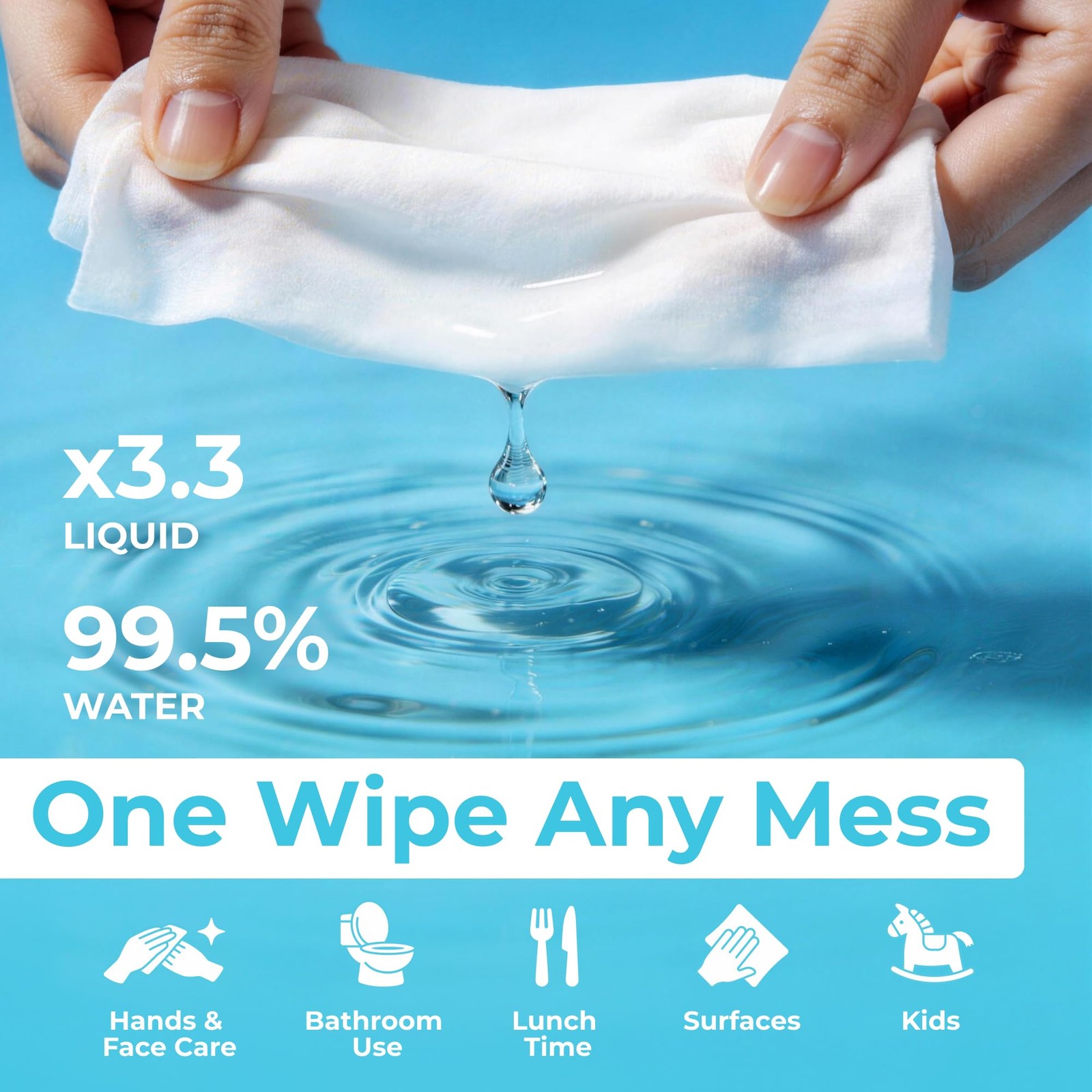 Impossibly Compact Travel Flushable Wipes – 99.5% Water 6 Count (Pack of 8)