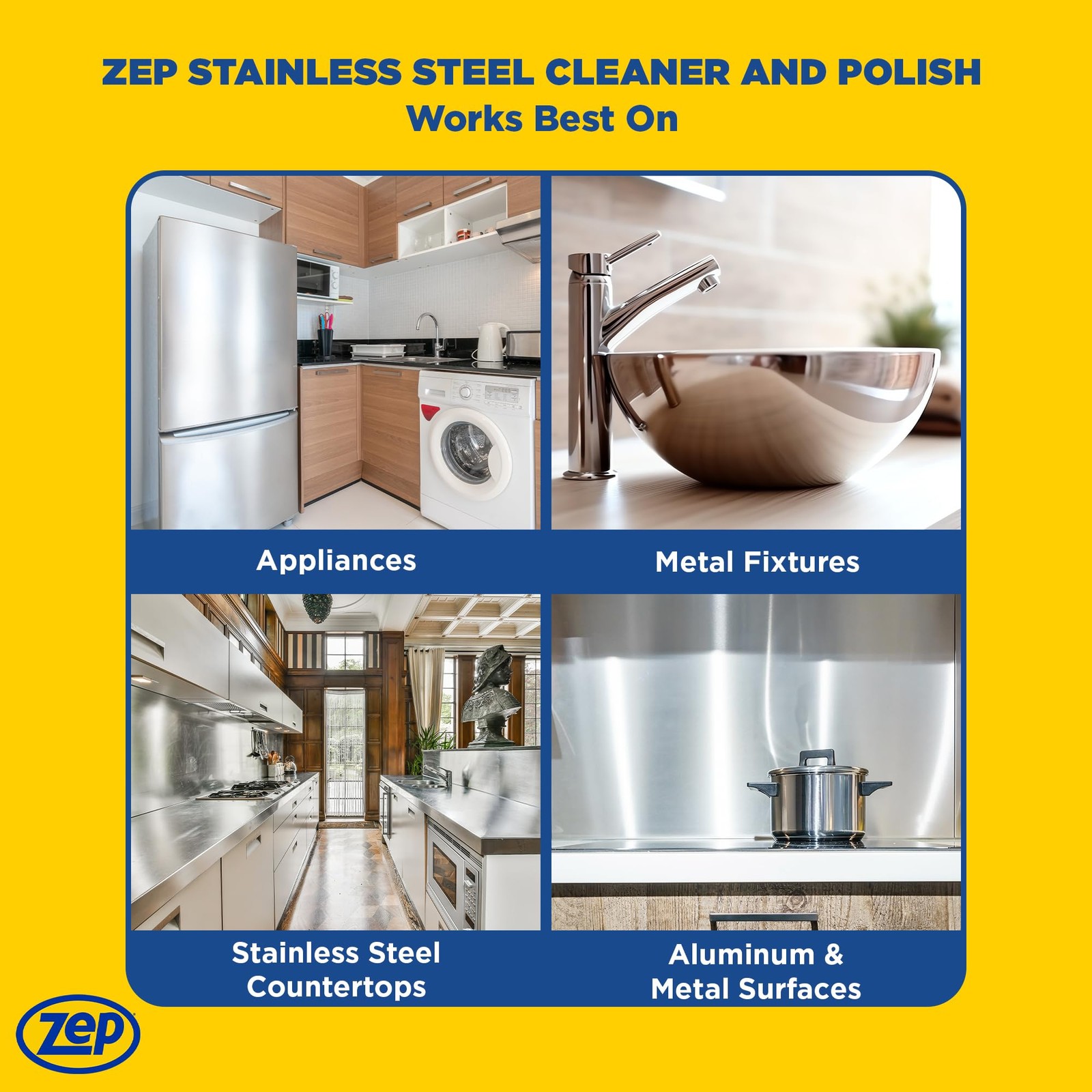 Zep Stainless Steel Cleaner and Polish 14 Ounces – ZUSSTL14 – Protects Metal Sur