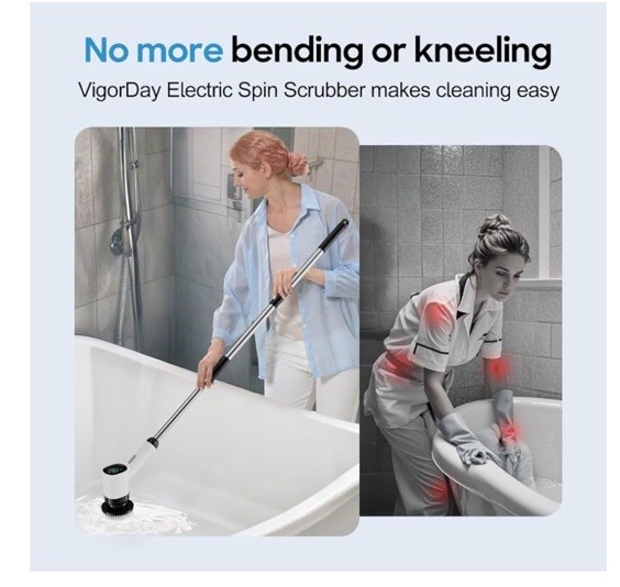 Electric Spin Scrubber for Cleaning Bathroom Cordless Cleaning Brush Power Sc…